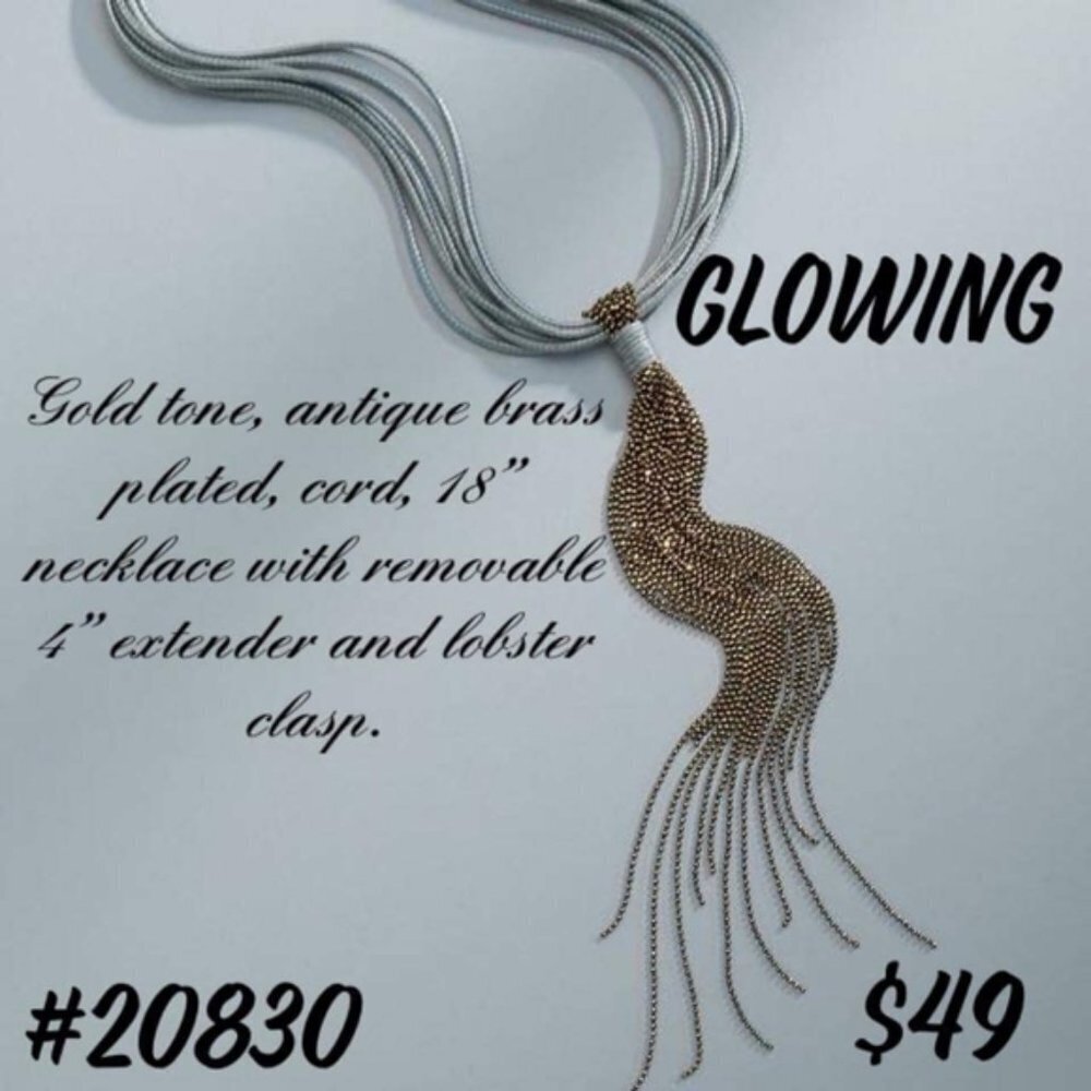 Premeir Designs Gold Tone Antique Brass "Glowing" Necklace, NWT